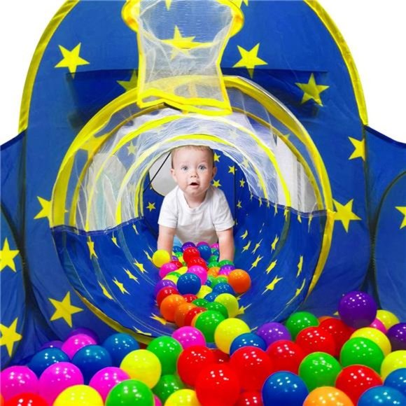 3pc Kids PlayTent for Boys with Ball Pit,Crawl Tunnel,PrincessTents for Toddlers - Picture 4 of 6